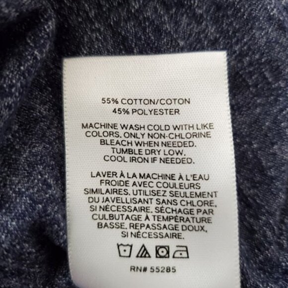 Express Blue Henley Long-Sleeve T-Shirt Striped Buttons Size M Layer - Picture 6 of 6